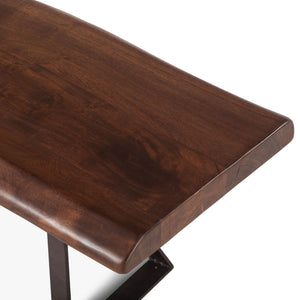 London Loft 72-Inch Acacia Wood Live Edge Dining Bench in Walnut Finish