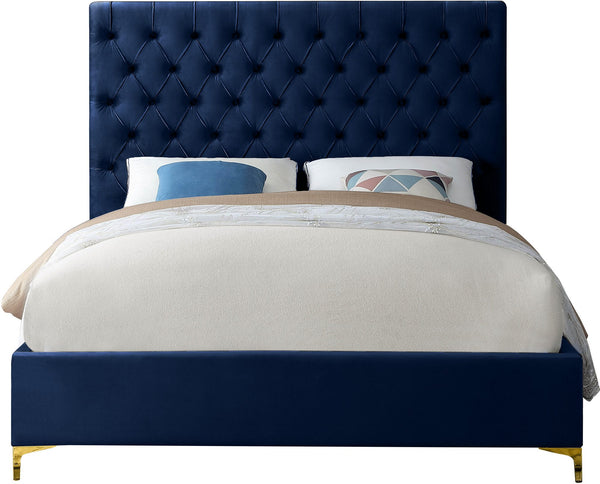Robin Full Bed In Navy Velvet