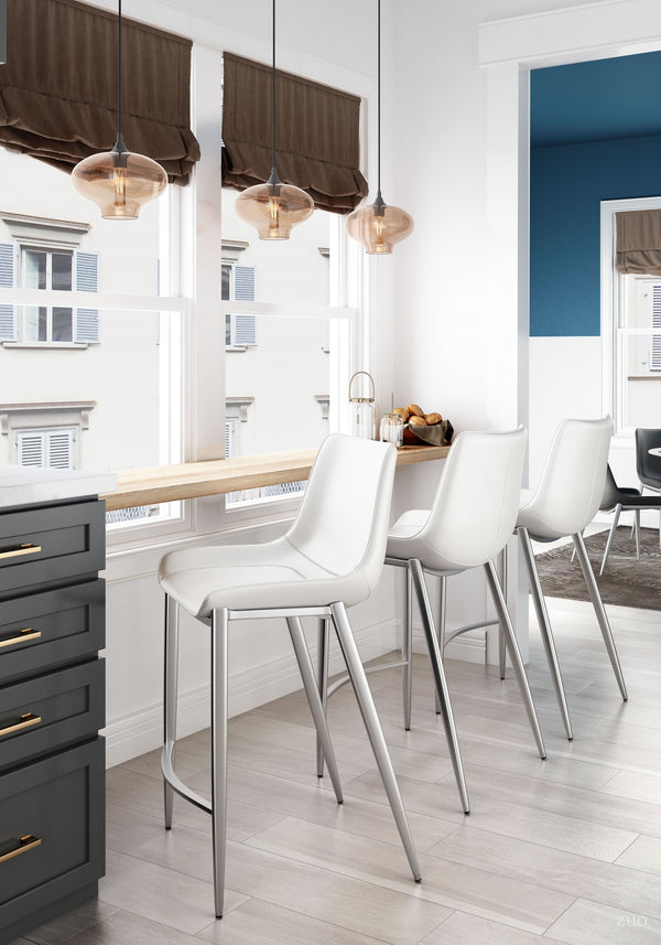 Magnus Counter Stool (Set of 2) White & Silver