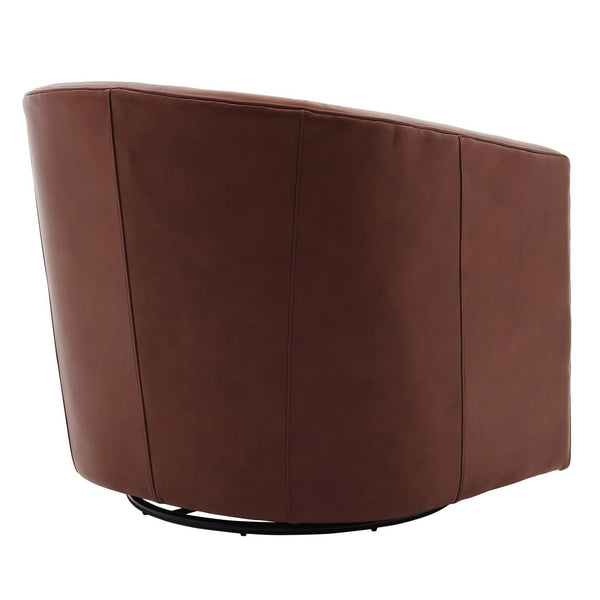 Walsh Top Grain Leather Swivel Arm Chair In Garrett Brown