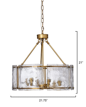 Glenn Large Round Metal 6-Light Chandelier, Antique Brass
