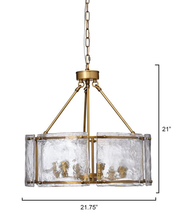Glenn Large Round Metal 6-Light Chandelier, Antique Brass