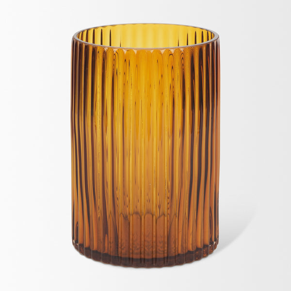 Dawn Short Amber Glass Vase