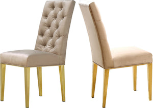 Orville Dining Chair In Beige Velvet