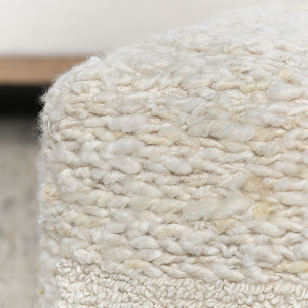 Sinclair Pouf 18x18x14 - Ivory with Natural Texture