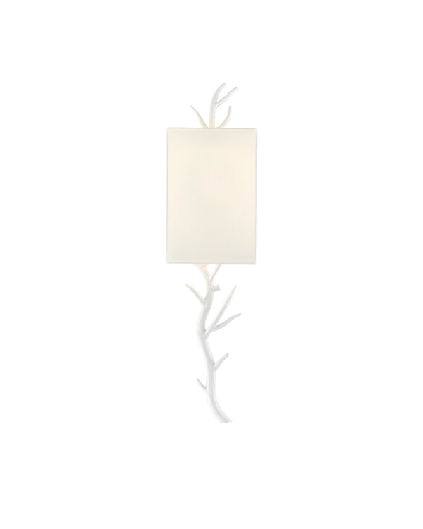 Baneberry Wall Sconce, Right In Gesso White