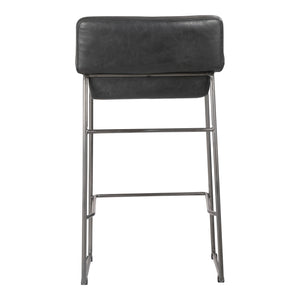 Moe's Starlet Counter Stool Set in Onyx Black Leather