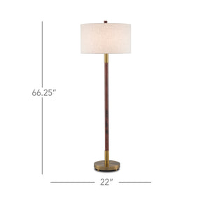 Bravo Floor Lamp In Mahogany & Antique Brass