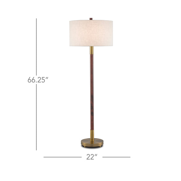 Bravo Floor Lamp In Mahogany & Antique Brass