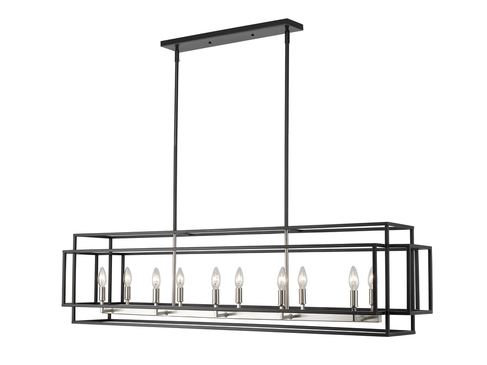 Titania 10 Light Island/Billiard in Black + Brushed Nickel Finish
