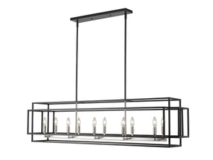 Titania 10 Light Island/Billiard in Black + Brushed Nickel Finish