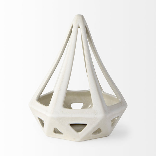 Hood  7.7L x 7.7W x 9.4H White Geometric Ceramic Object