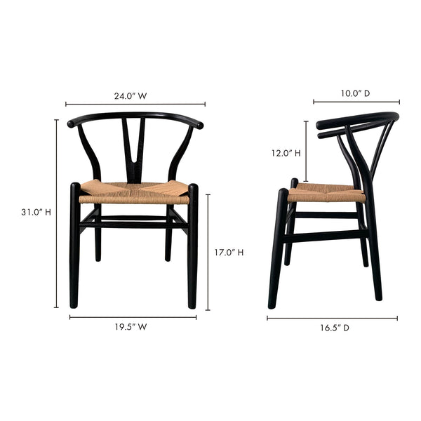 Ventana Dining Chair Black & Natural - Set of Two