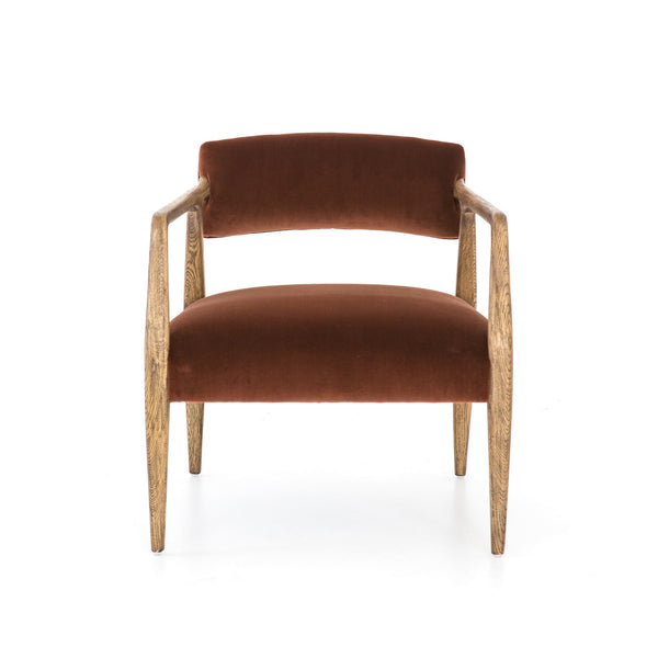 Tyler Arm Chair-Burnt Auburn Velvet