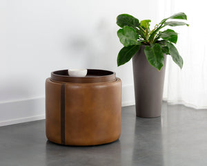 BORELLI STORAGE OTTOMAN - TOBACCO TAN / AUTUMN CHESTNUT