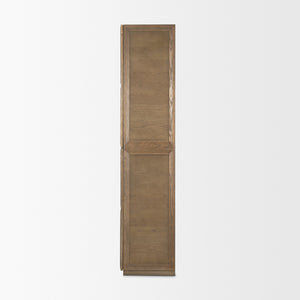 Sina Brown Oak Wood w/ Natural Rattan 2 Door Curio Cabinet