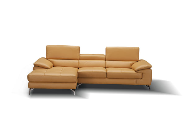 Jett Italian Leather Mini Sectional Left Facing Chaise in Freesia