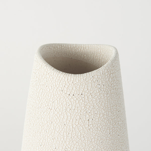 Salar 5.9L x 5.9W x 14.0H Cream Conical Crackled Ceramic Vase