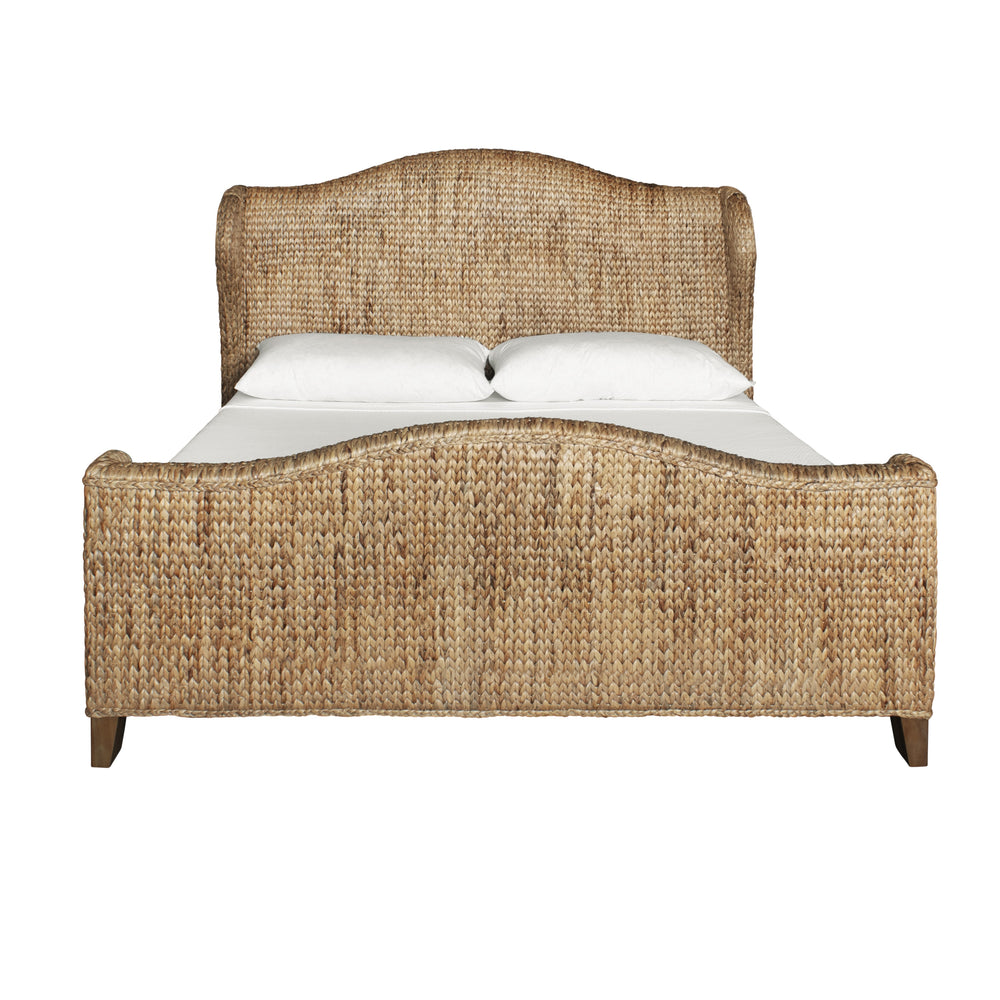 WINGED HEADBOARD AND FOOTBOARD WITH SIDE RAILS IN NATURAL WATER HYACINTH, KING SIZE