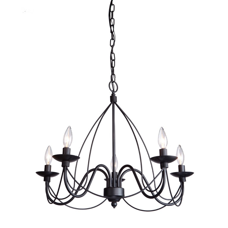 Wrought Iron AC1485EB Chandelier in Ebony Black