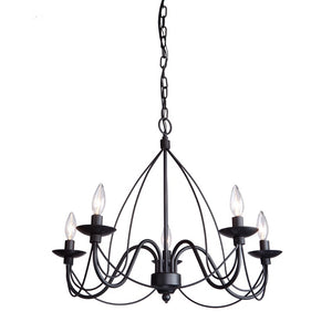 Wrought Iron AC1485EB Chandelier in Ebony Black