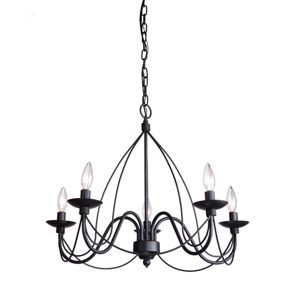 Wrought Iron AC1485EB Chandelier in Ebony Black