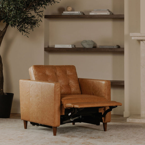 Moe's Bridgers Power Recliner Chair in Tan Leather