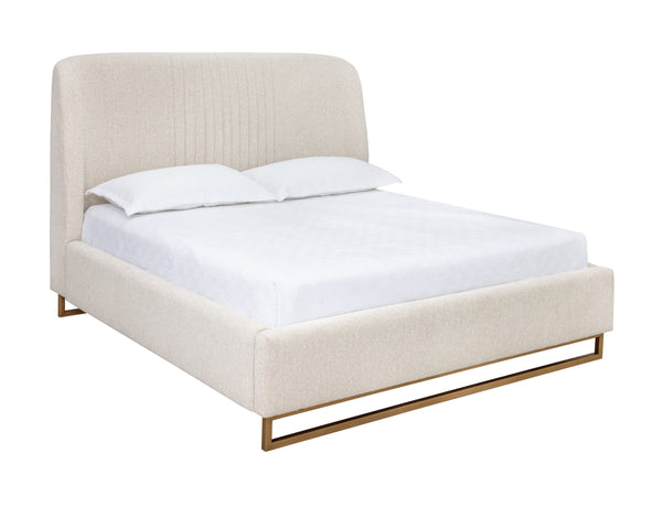 NEVIN BED - KING - DOVE CREAM