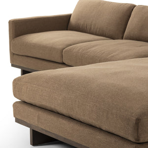 Everly 2-Piece Sectional In Antwerp Cafe And Terra Brown Parawood