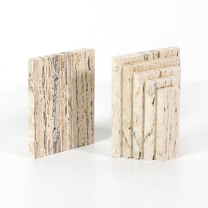 Stepped Bookends In White Travertine
