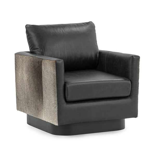 Lathe Hide Accent Chair with Gold Base - Rustic Shadow