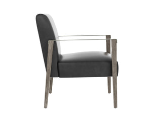 EARL LOUNGE CHAIR - ASH GREY - BRENTWOOD CHARCOAL LEATHER