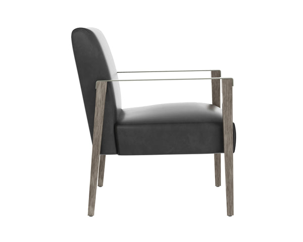 EARL LOUNGE CHAIR - ASH GREY - BRENTWOOD CHARCOAL LEATHER