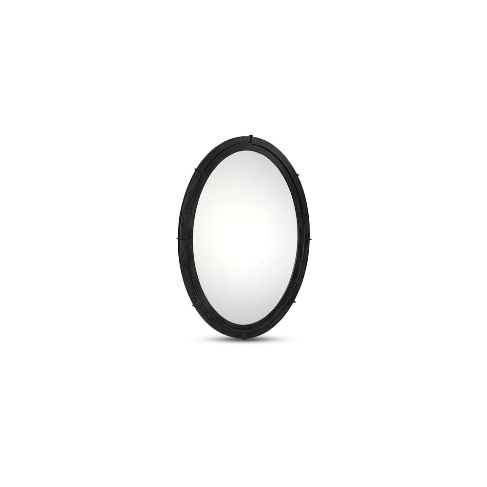 Antoni Large Oval Mirror in Aged Black Iron