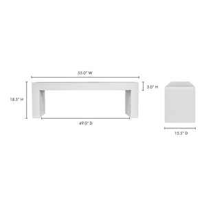 Moe's Lazarus Outdoor Bench in White Concrete