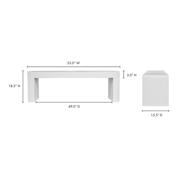 Moe's Lazarus Outdoor Bench in White Concrete