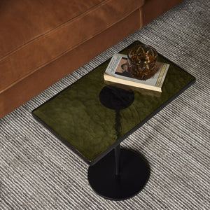 Zevon End Table In Moss Cast Glass