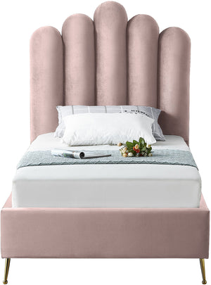 Anita Twin Bed In Pink Velvet