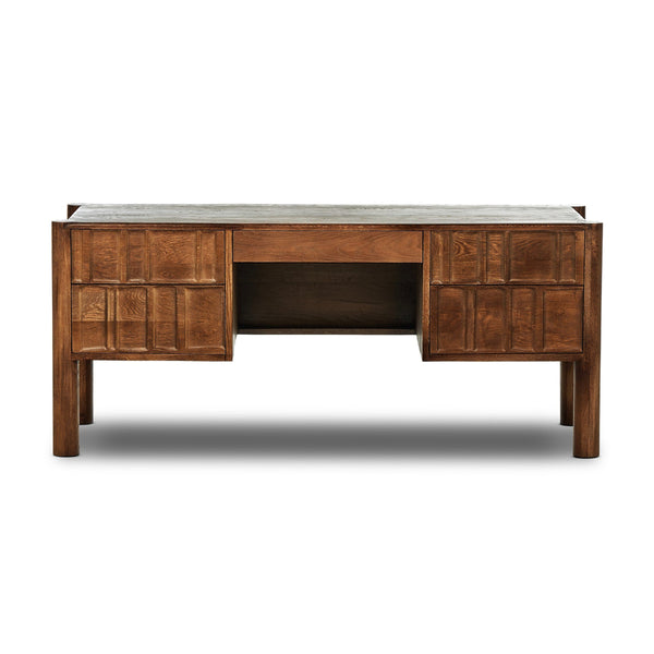 Ezri Desk - Carved Cocoa Oak