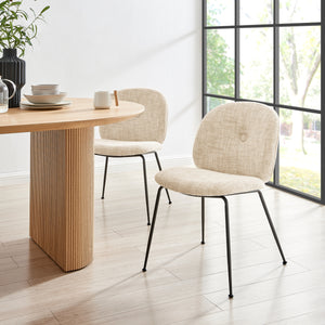 Nisha KD Chenille Dining Side Chair, Allure Cream