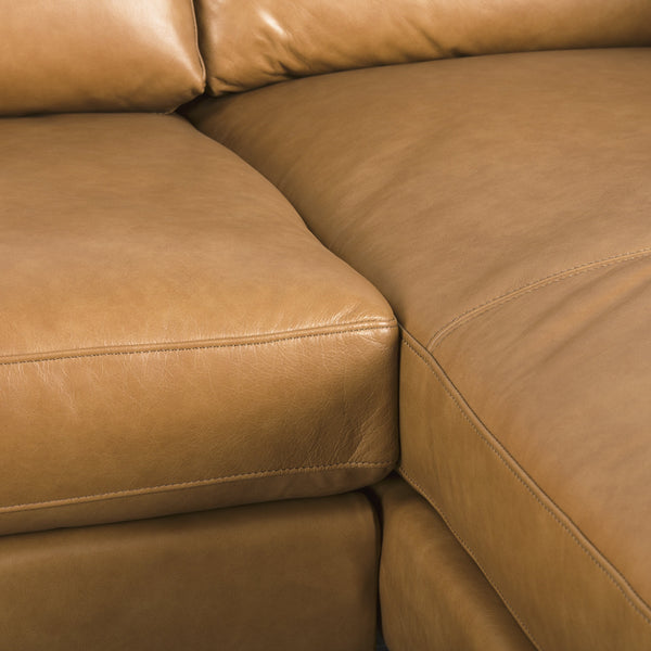 Elton 111.4L x 68.1W x 34.3H Tan Leather Right Chaise Sectional