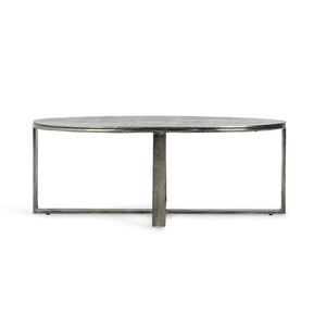 Flores Cast Aluminum Oval Coffee Table - Nickle
