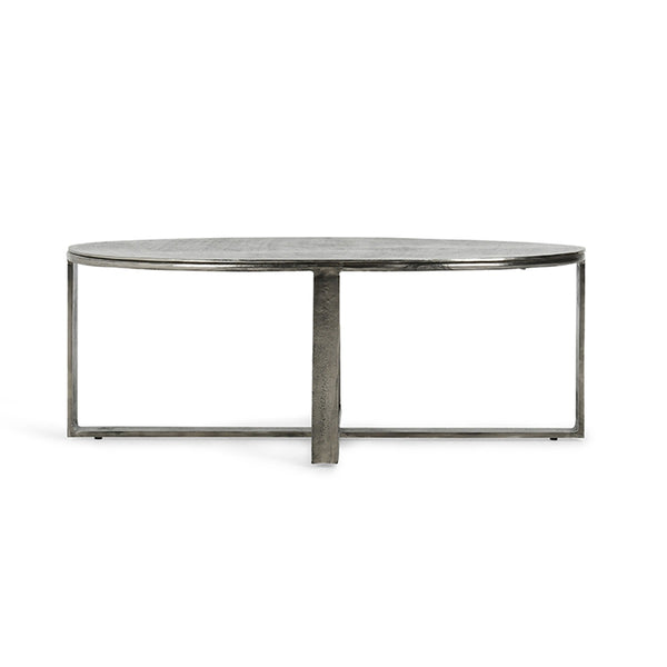 Flores Cast Aluminum Oval Coffee Table - Nickle