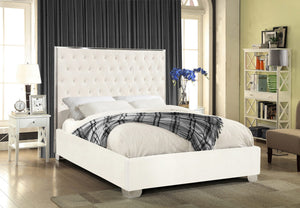 Priscilla Full Bed In White Velvet