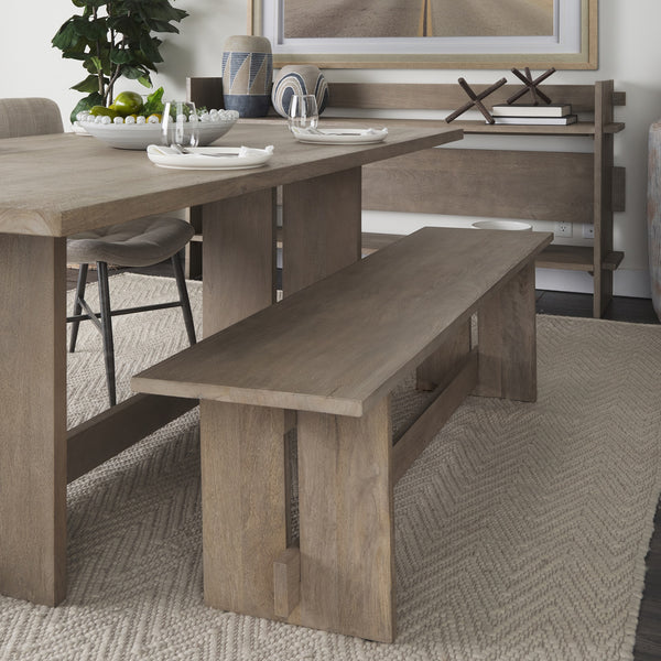 Aida 18H Light Gray Wood Dining Bench