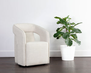 KENDRICK WHEELED DINING ARMCHAIR - MOTO STUCCO