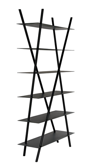 Siddhartha Industrial Steel Bookcase in Matte Black