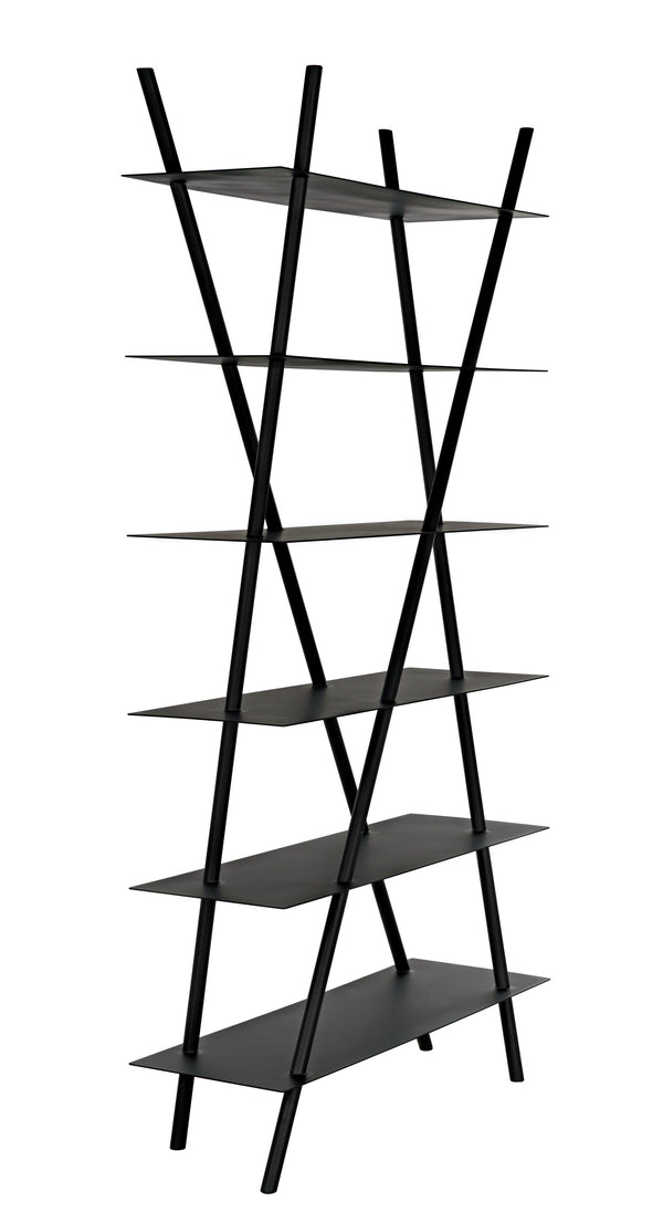 Siddhartha Industrial Steel Bookcase in Matte Black