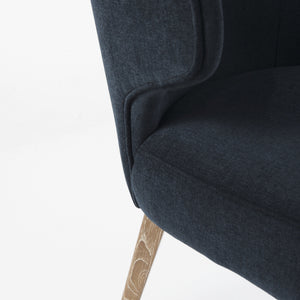 Niles 23.5L x 24.0W x 32.0H Navy Fabric Seat W/ Medium Brown Wooden Legs Wingback Dining Chair