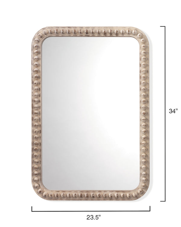 Rectangle Audrey Wall Mirror, White Washed Wood